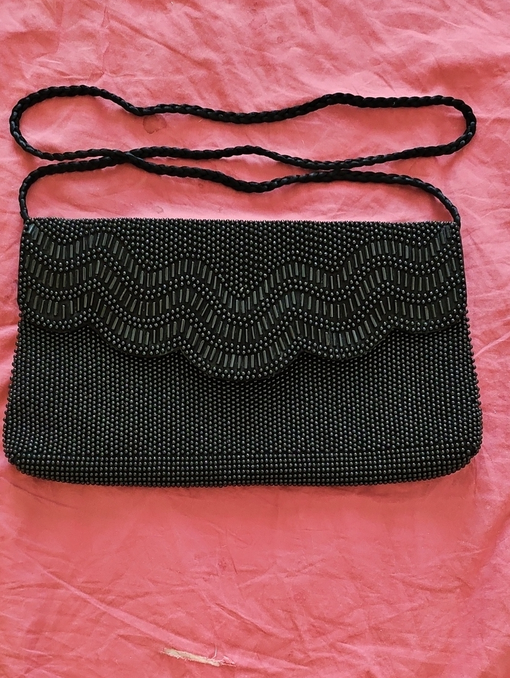 Black Beaded Evening Shoulder Bag